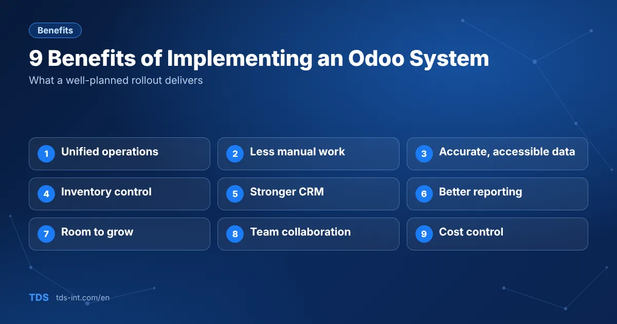 Benefits of implementing an Odoo system Benefits of implementing an Odoo system
